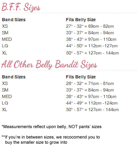 belly bandit size chart