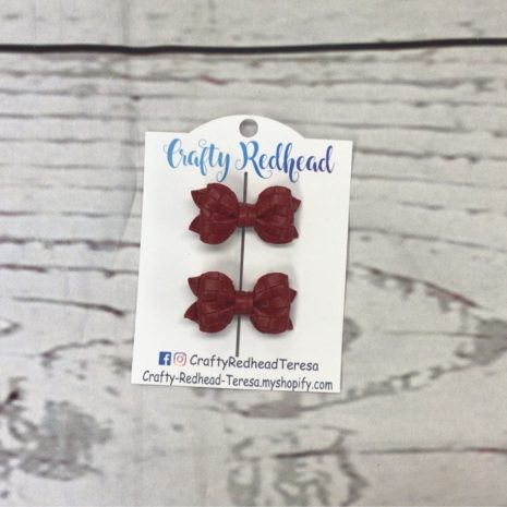 Crafty Redhead Itty Bitty Bows 2pk- Woven Red