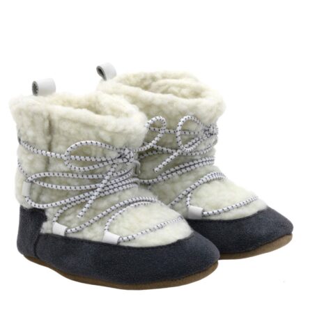 Robeez Soft Soles Rockies Lace Ups - Charcoal Sherpa